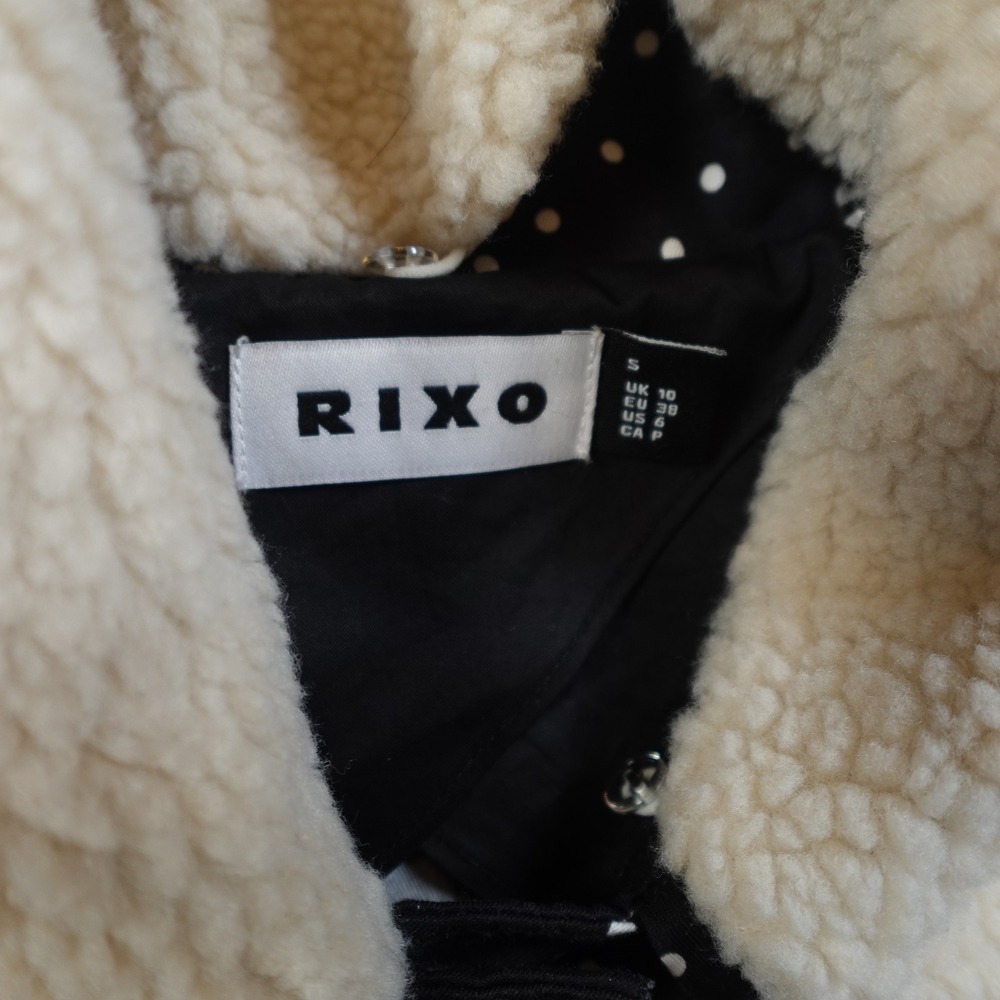 Rixo Trench Coat Womens Small US 6 Black White Polka Dot Belted Removable Collar - Picture 2 of 12